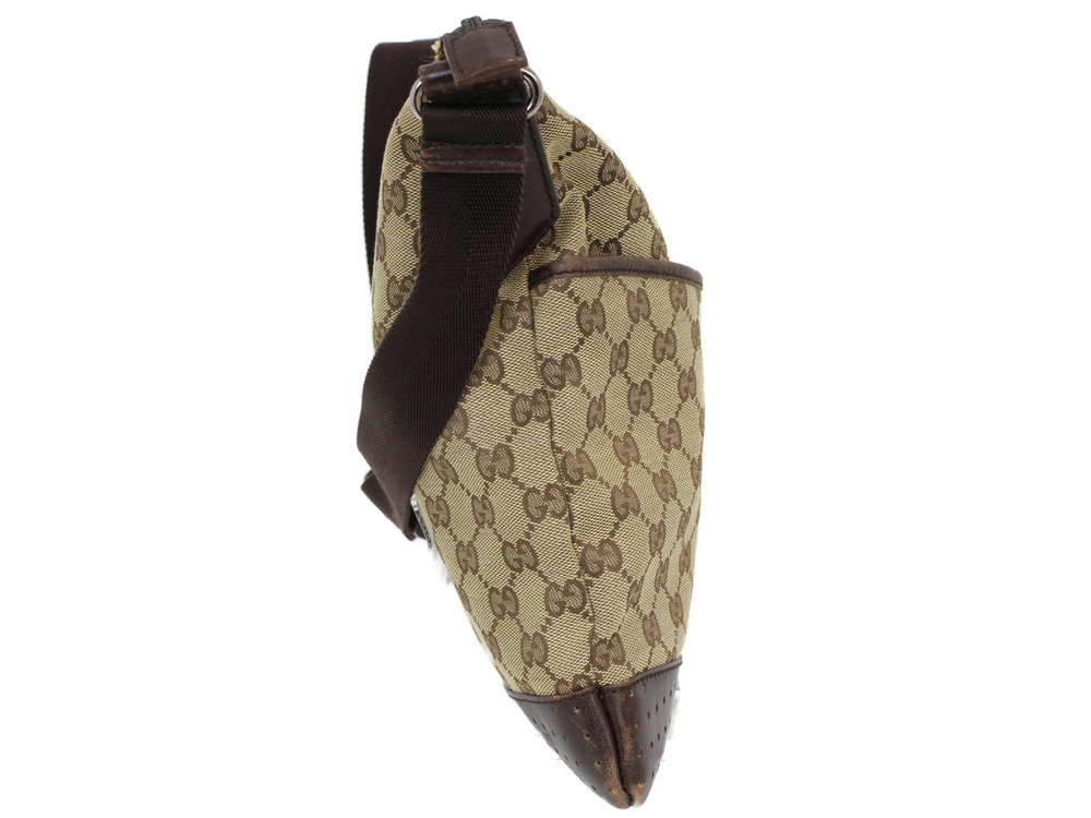 Gucci Canvas GG Shoulder Beige Brown Bag Tan Brown